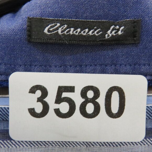 Bugatchi Uomo* Men's Long Sleeve Button Down Curved Hem Stripe Dress Shirt~Large - Picture 4 of 11